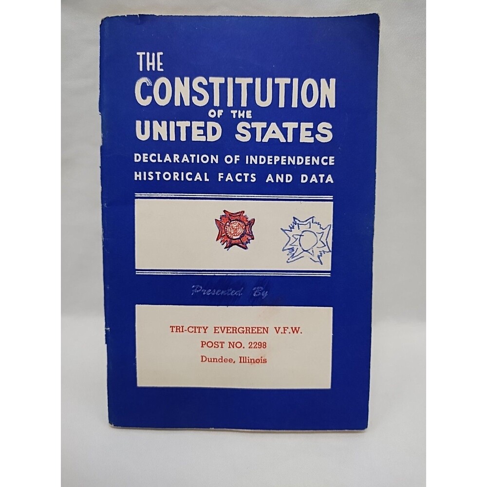 1952 Small Constitution Of The United States Historical Facts And Data Booklet